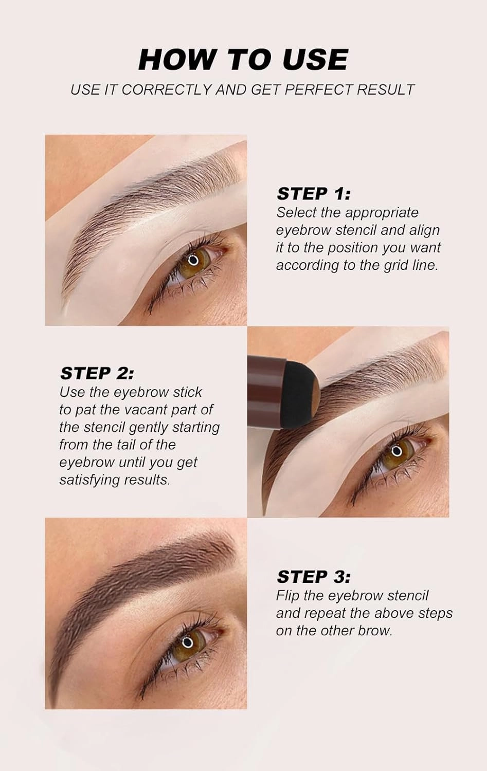 The Brow Stamp Kit, Eyebrow Stamp Kit, Reusable Eyebrow Stencils Eyebrow Template Kit, Eyebrow Styling Set, Eye Brow Stencil Kits, Long Lasting Waterproof