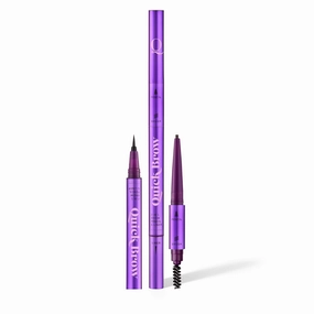 THE QUICK FLICK Quick Brow 2-in-1 Eyebrow Pencil with Liner & Built-in Brush Spoolie – Vegan, Cruelty-Free, & Water-Resistant Brow Shading – Defining Brow Pencil with Hair Like Strokes (Light)