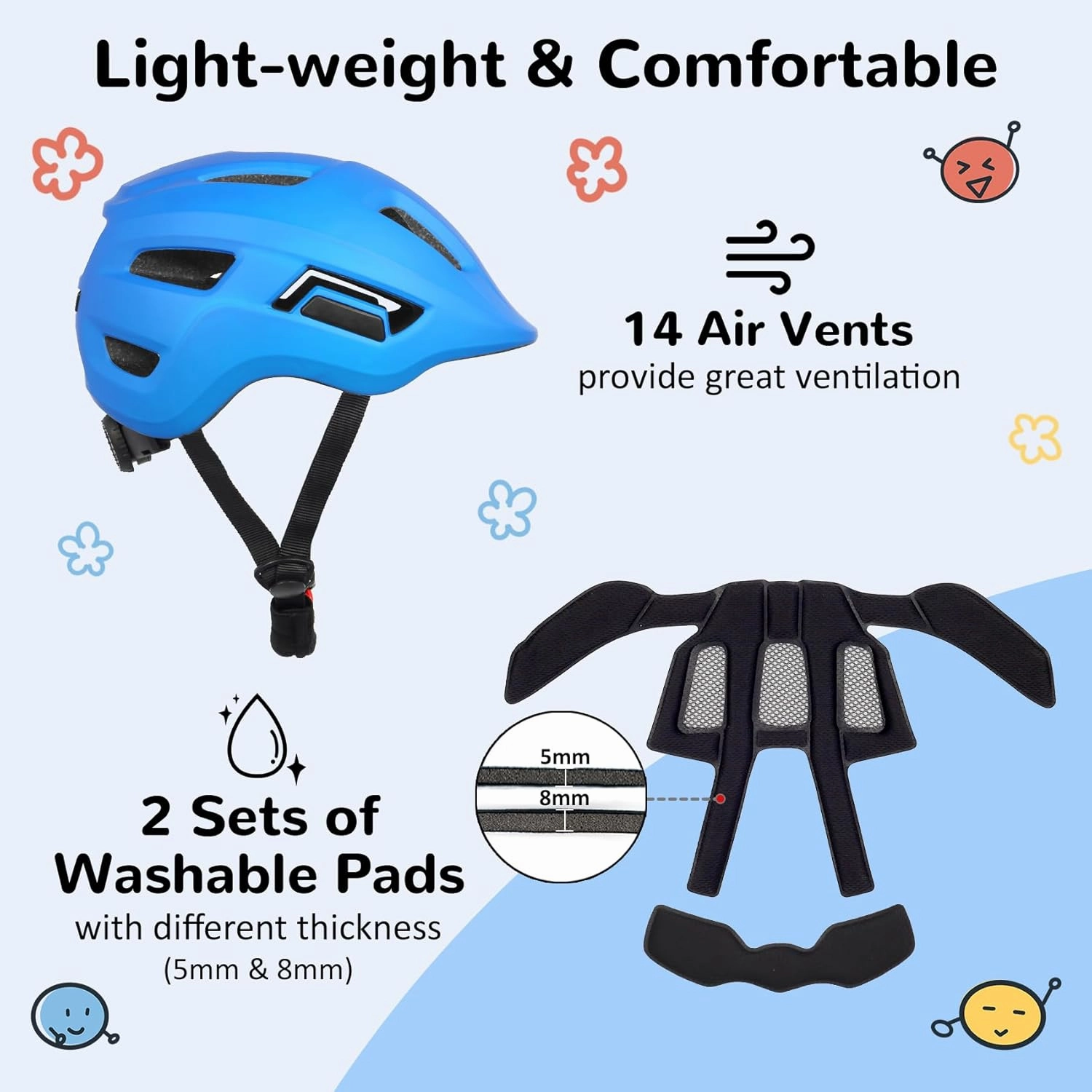 Toddler/Kids Bike Helmet, Adjustable and Multi-Sport, from Infant to Schoolchild, 2 Sizes