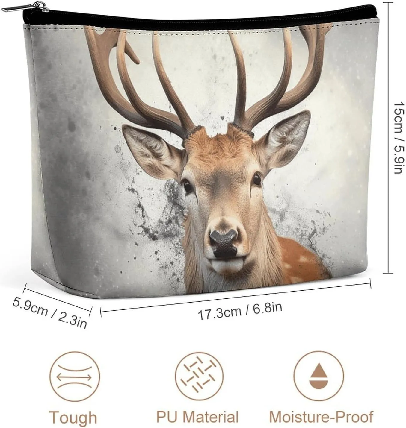 Toiletry Bag for Women Animal Deer Cosmetic Bag Portable Capacity Travel Makeup Bags with Zipper Lightweight Cute Beauty Makeup Organizer for Traveling, Accessories, Essentials