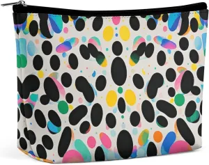 Toiletry Bag for Women Glitter Rainbow Polka Dot Cosmetic Bag Portable Capacity Travel Makeup Bags with Zipper Lightweight Cute Beauty Makeup Organizer for Traveling, Accessories, Essentials