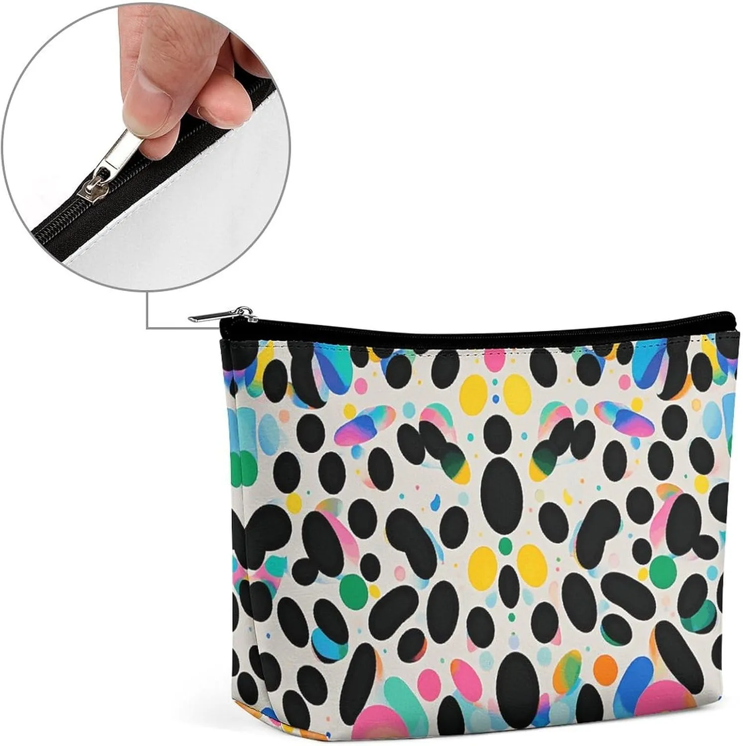 Toiletry Bag for Women Glitter Rainbow Polka Dot Cosmetic Bag Portable Capacity Travel Makeup Bags with Zipper Lightweight Cute Beauty Makeup Organizer for Traveling, Accessories, Essentials