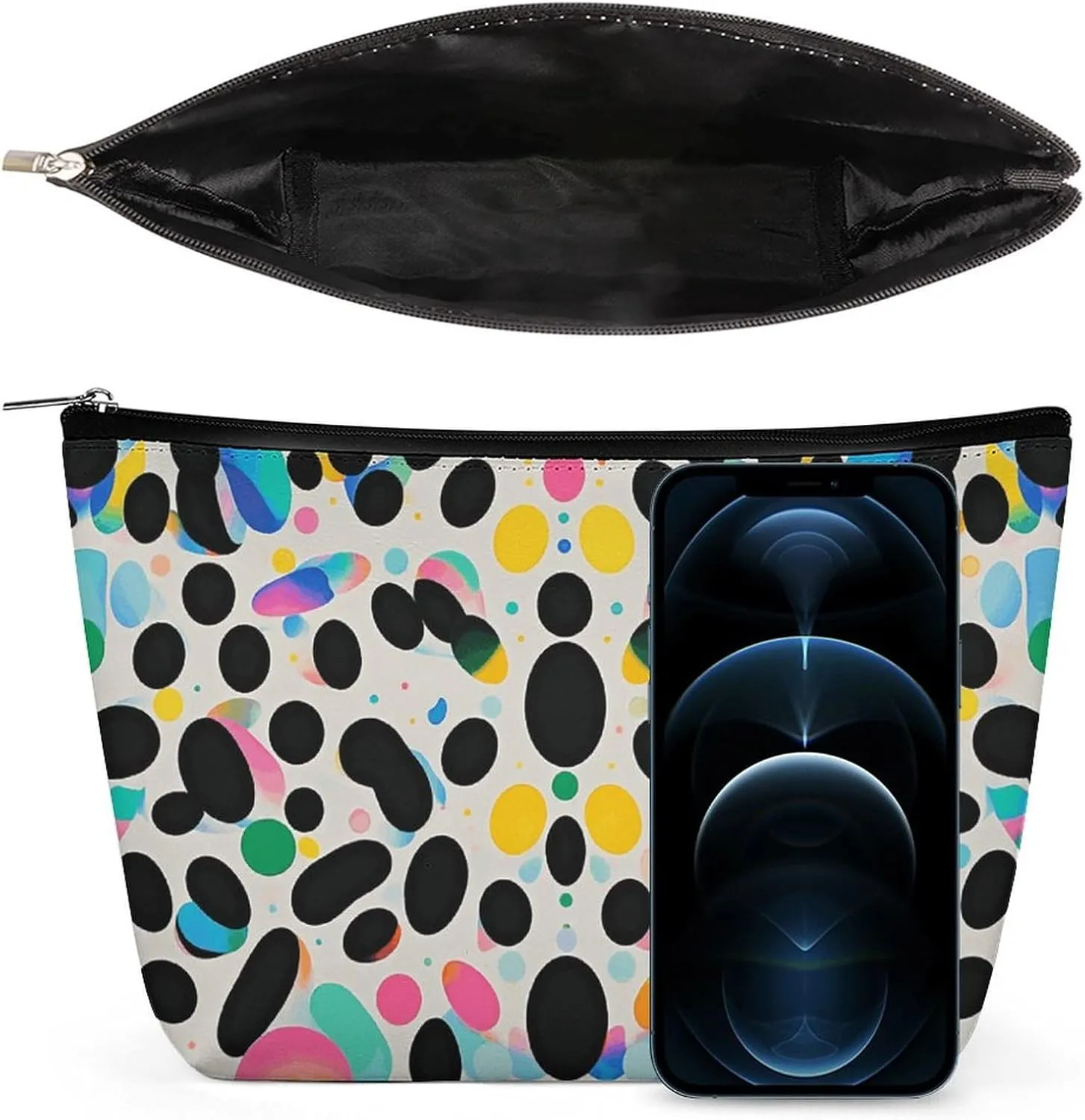Toiletry Bag for Women Glitter Rainbow Polka Dot Cosmetic Bag Portable Capacity Travel Makeup Bags with Zipper Lightweight Cute Beauty Makeup Organizer for Traveling, Accessories, Essentials