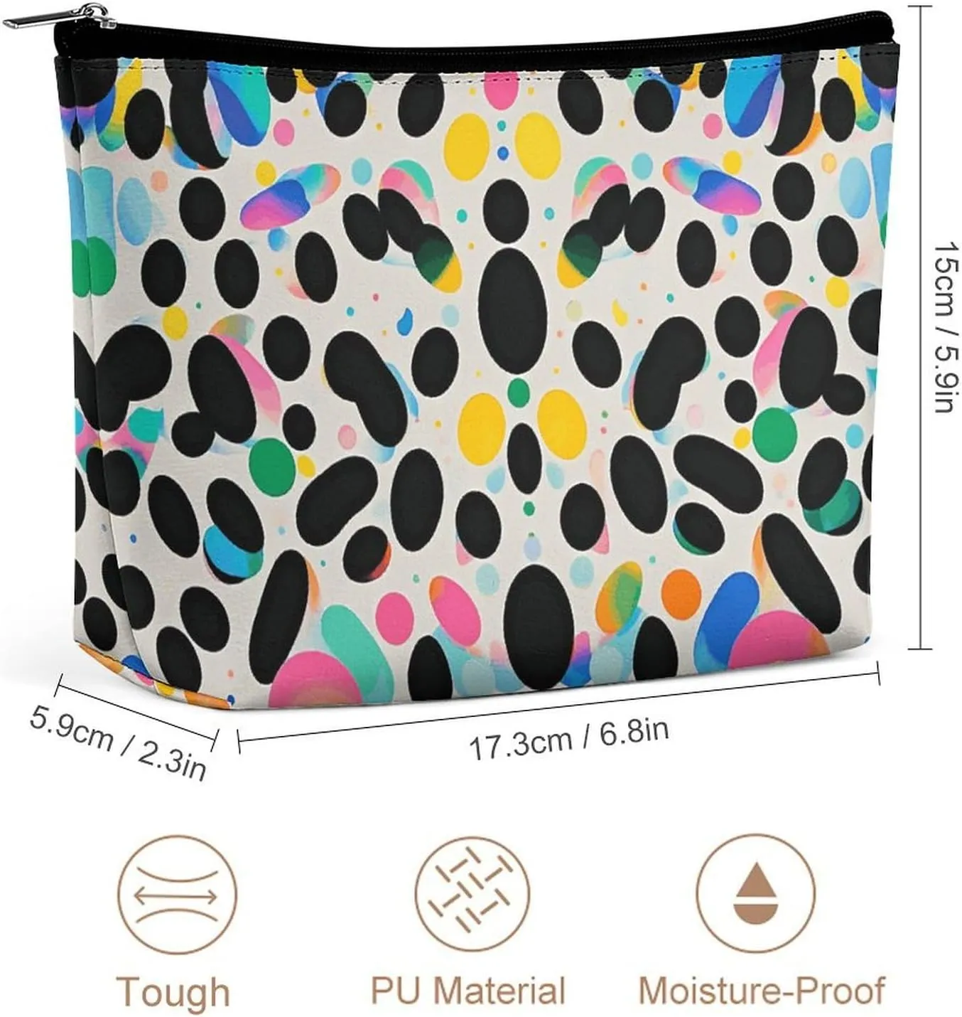 Toiletry Bag for Women Glitter Rainbow Polka Dot Cosmetic Bag Portable Capacity Travel Makeup Bags with Zipper Lightweight Cute Beauty Makeup Organizer for Traveling, Accessories, Essentials