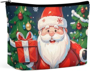 Toiletry Bag for Women Merry Christmas Santa Claus Cosmetic Bag Portable Capacity Travel Makeup Bags with Zipper Lightweight Cute Beauty Makeup Organizer for Traveling, Accessories, Essentials