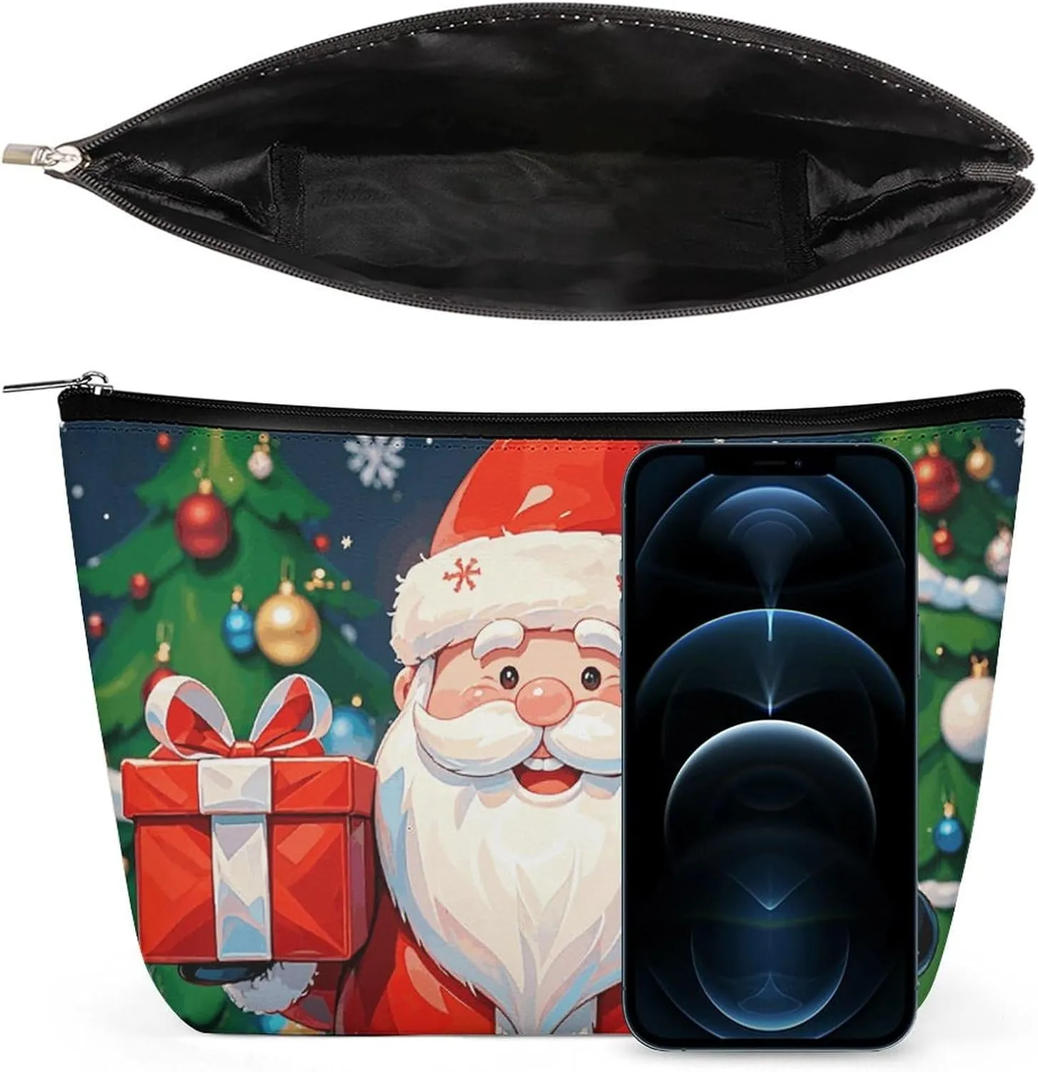 Toiletry Bag for Women Merry Christmas Santa Claus Cosmetic Bag Portable Capacity Travel Makeup Bags with Zipper Lightweight Cute Beauty Makeup Organizer for Traveling, Accessories, Essentials