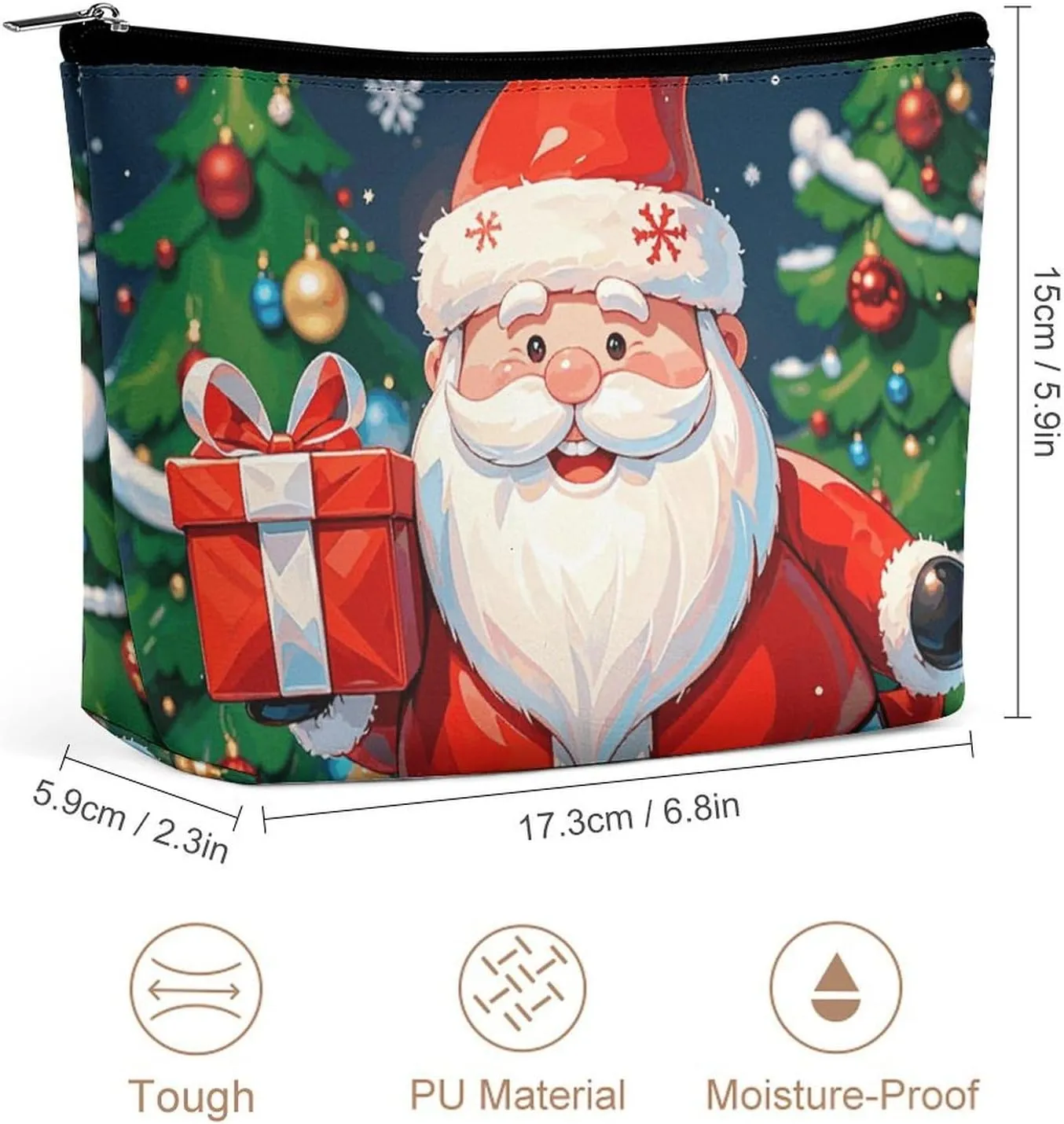 Toiletry Bag for Women Merry Christmas Santa Claus Cosmetic Bag Portable Capacity Travel Makeup Bags with Zipper Lightweight Cute Beauty Makeup Organizer for Traveling, Accessories, Essentials
