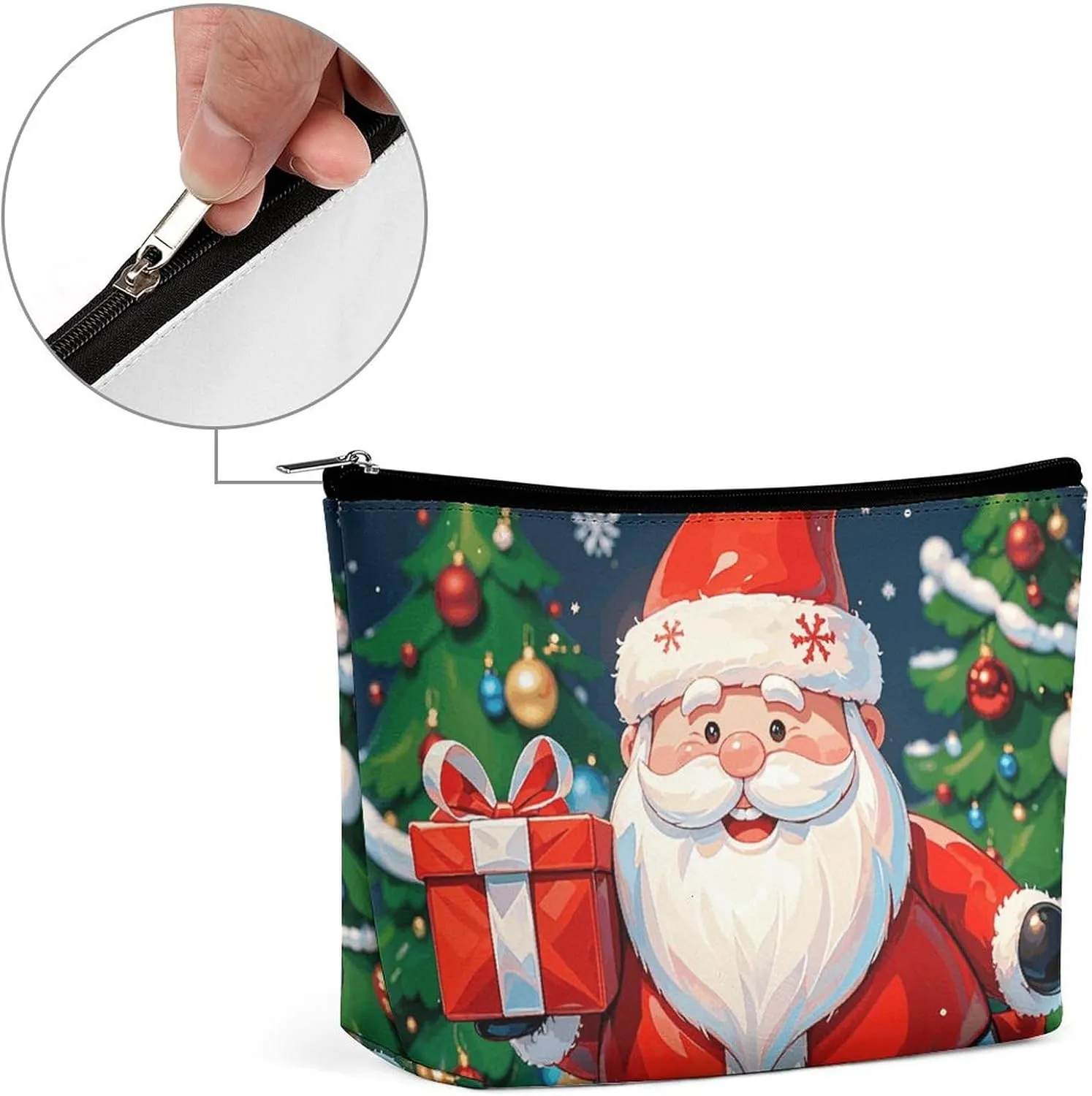 Toiletry Bag for Women Merry Christmas Santa Claus Cosmetic Bag Portable Capacity Travel Makeup Bags with Zipper Lightweight Cute Beauty Makeup Organizer for Traveling, Accessories, Essentials