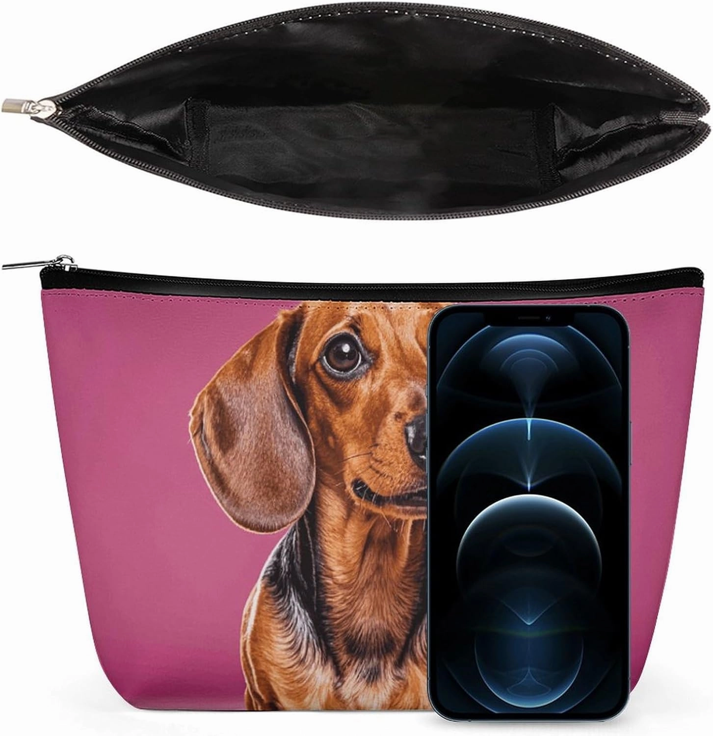 Toiletry Bag for Women Dachshund Weiner Dog Cosmetic Bag Portable Capacity Travel Makeup Bags with Zipper Lightweight Cute Beauty Makeup Organizer for Traveling, Accessories, Essentials