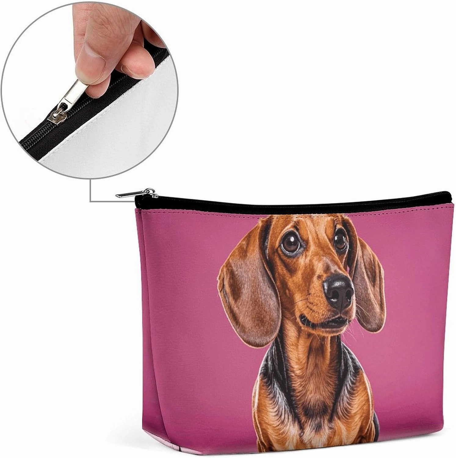 Toiletry Bag for Women Dachshund Weiner Dog Cosmetic Bag Portable Capacity Travel Makeup Bags with Zipper Lightweight Cute Beauty Makeup Organizer for Traveling, Accessories, Essentials