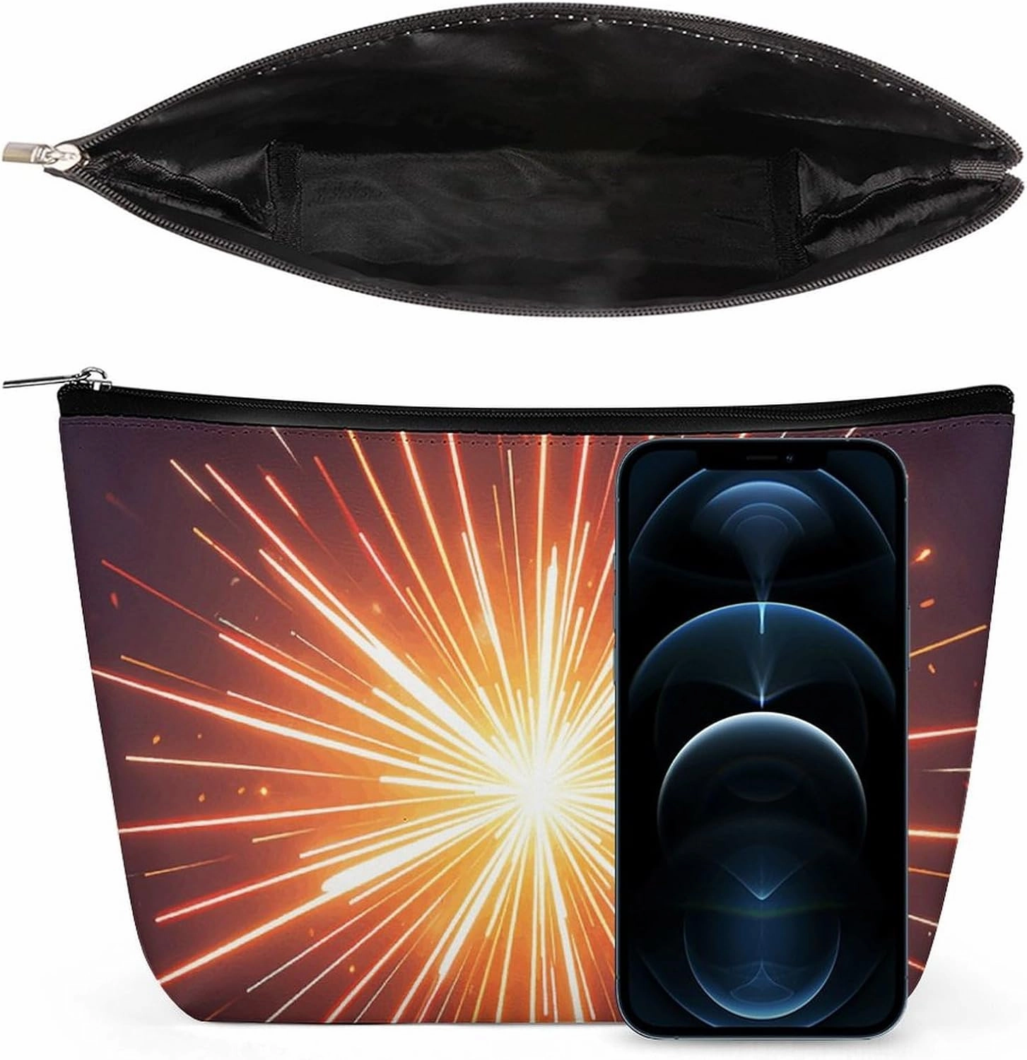 Toiletry Bag for Women Explosion Firework 3D Cosmetic Bag Portable Capacity Travel Makeup Bags with Zipper Lightweight Cute Beauty Makeup Organizer for Traveling, Accessories, Essentials