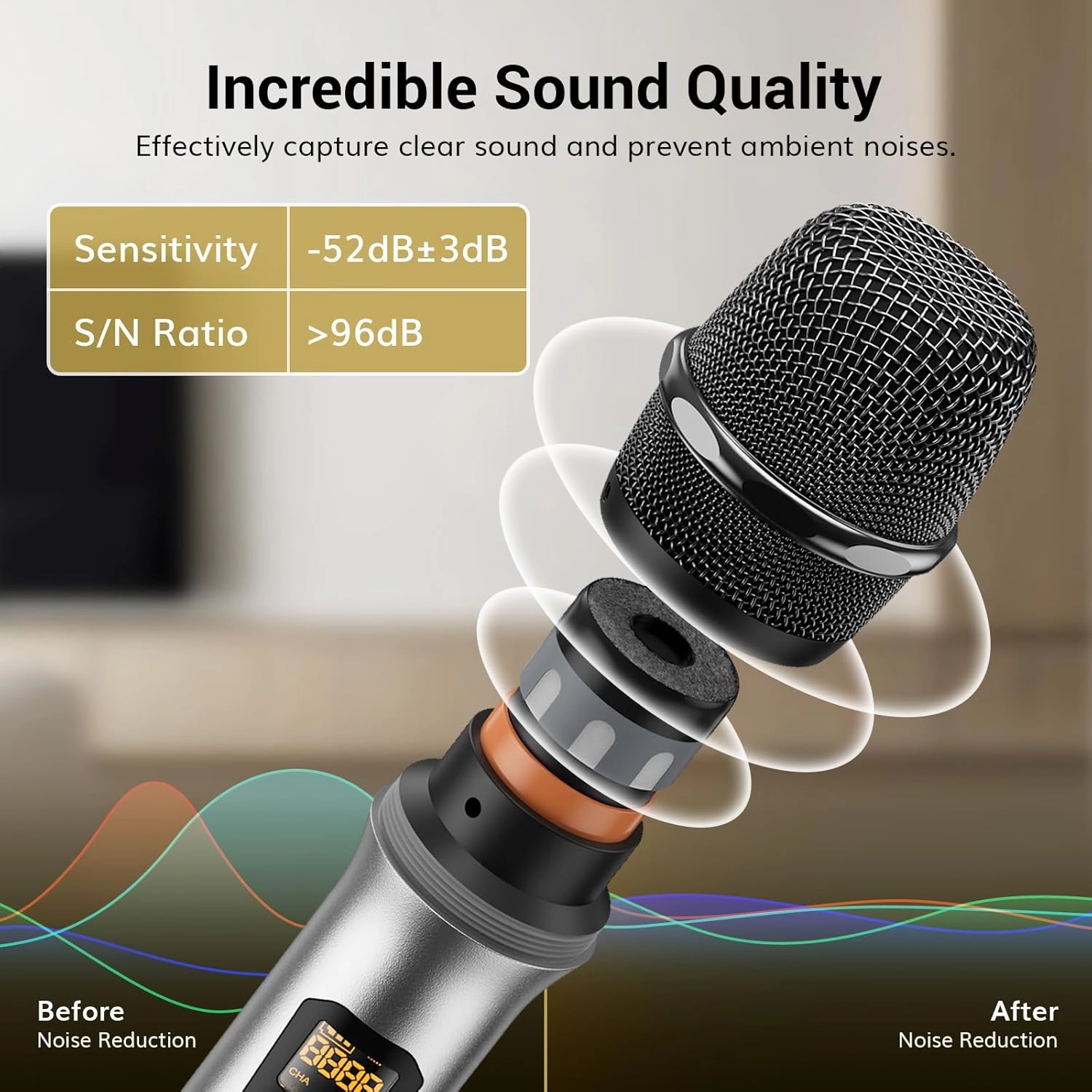 TONOR Wireless Microphone, UHF Dual Cordless Metal Dynamic Mic System with Rechargeable Receiver, for Karaoke Singing, Wedding, DJ, Party, Speech, Church, Class Use, 200ft (TW630), Gray