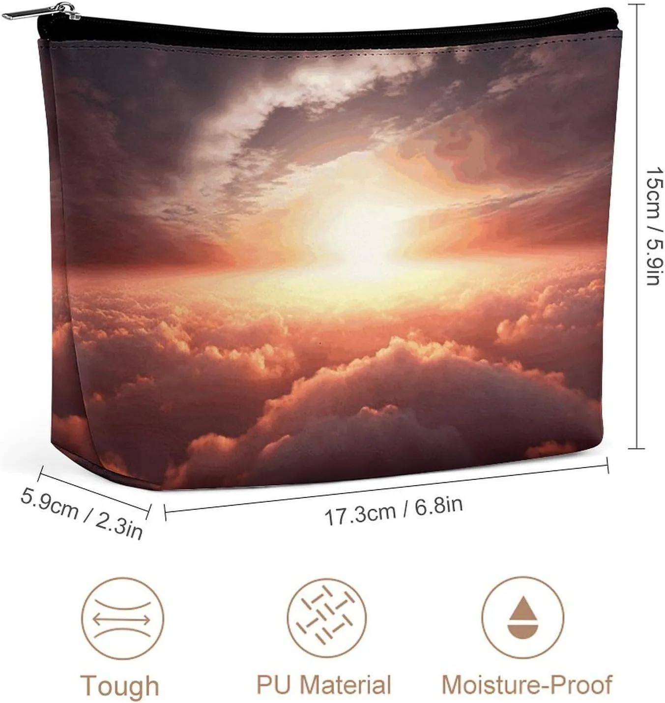 Travel Makeup Bag Portable Cosmetic Bag Sun Sunrise Cloud Makeup Storage Bag for Women/girl
