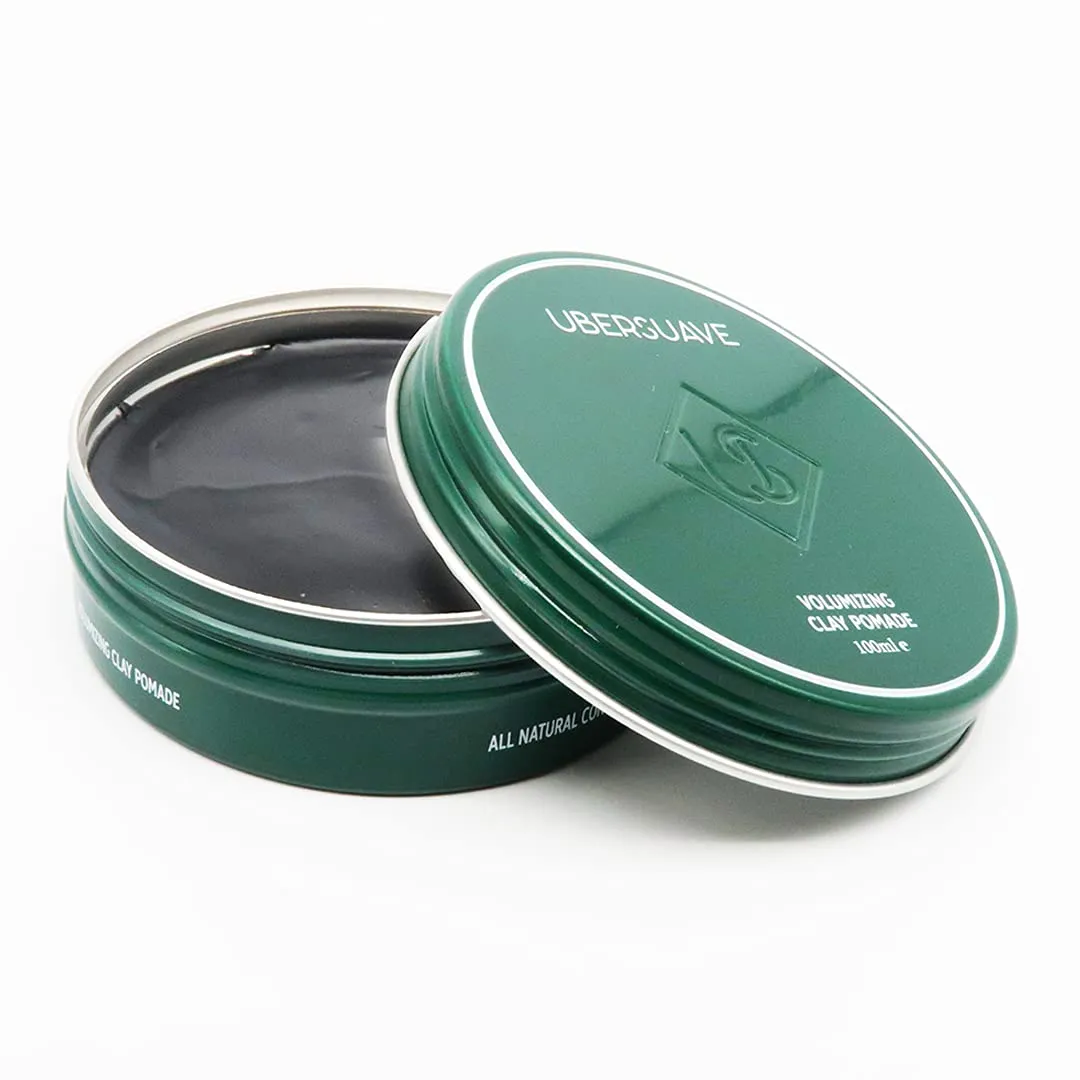 ubersuave | Volumizing Clay Pomade For Men | Long-Lasting Strong Hold | Effortless Washability | Extra Strength Wax For Humid Climates | Matte Finish | Citrus Scent | 3.4 Ounces | Flake Free