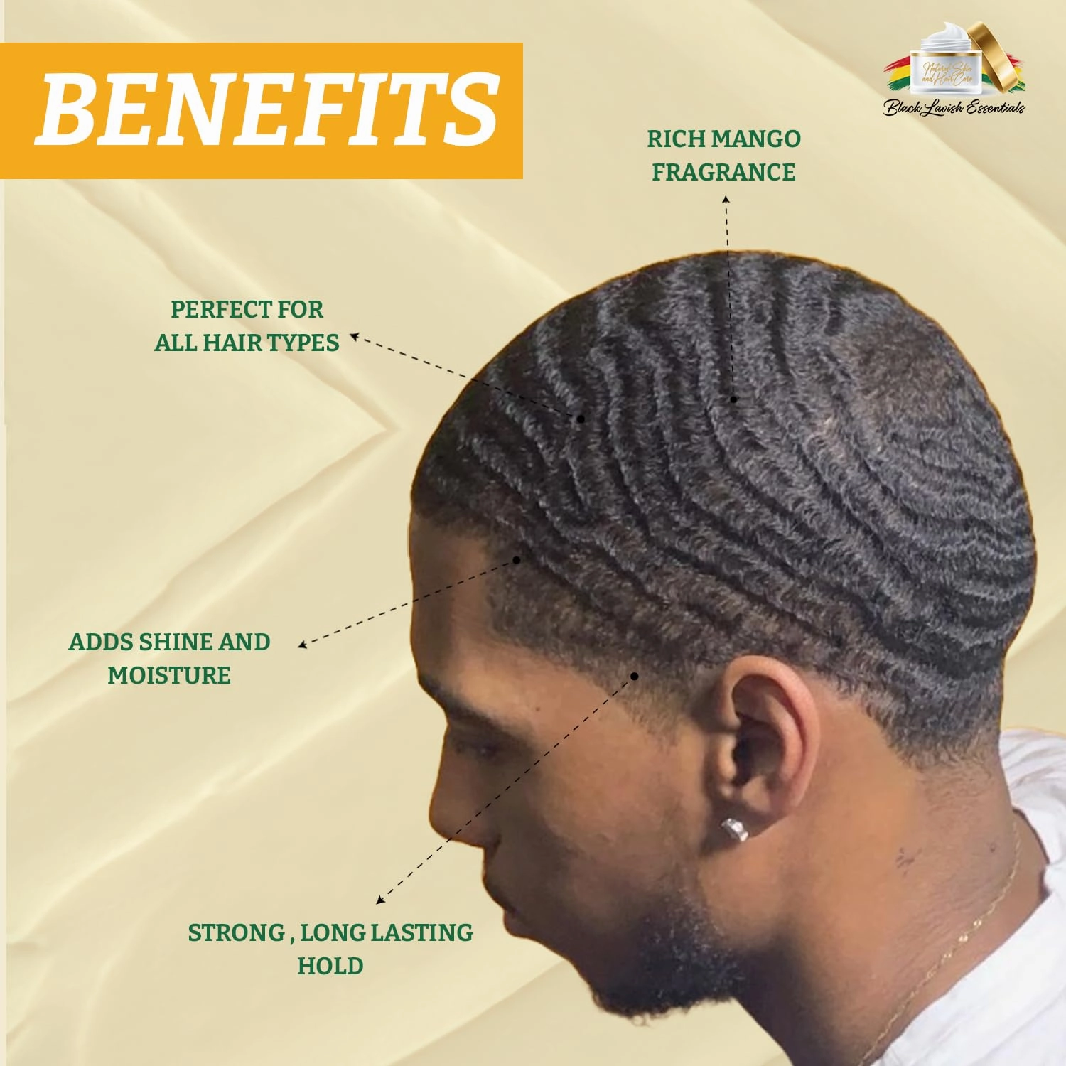 Ultra-Smooth 360 Wave Pomade for Men, Deep Waves Natural Pomade, Strong Hold and Shine for Wavy Hair, Shea Butter and Mango Butter, Non-Greasy Formula (Money Mango Pomade, 4oz)