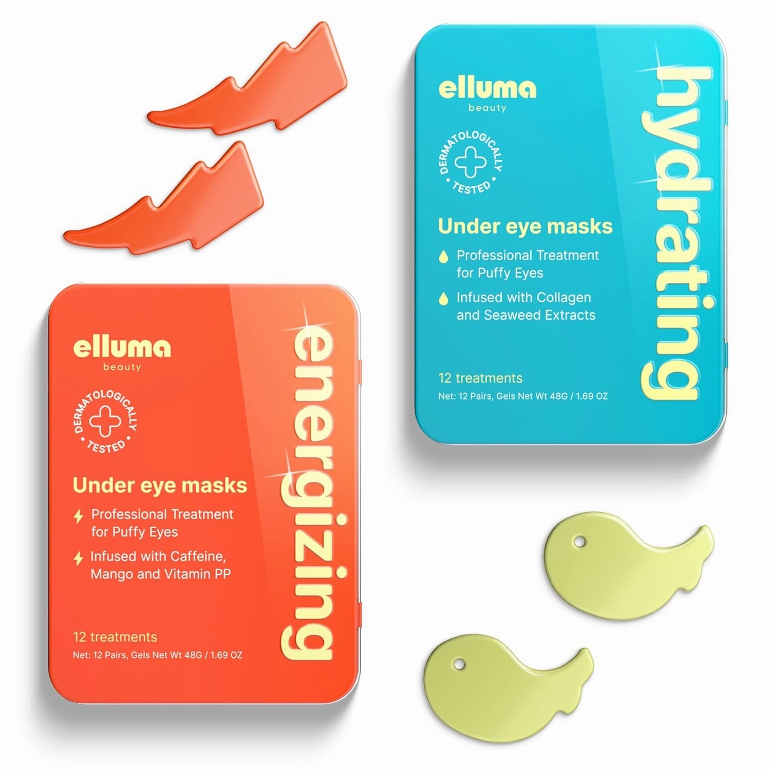 Under Eye Patches – 24 Hydrogel Pads, Energizing & Hydrating Sets with Caffeine and Seaweed Extracts