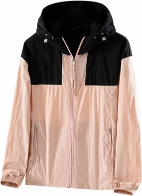 Unisex Jackets for Women Splicing Long Sleeve UPF 50  UV Sun Protection Jacket Outdoor Hiking Shirt with Zip Pockets