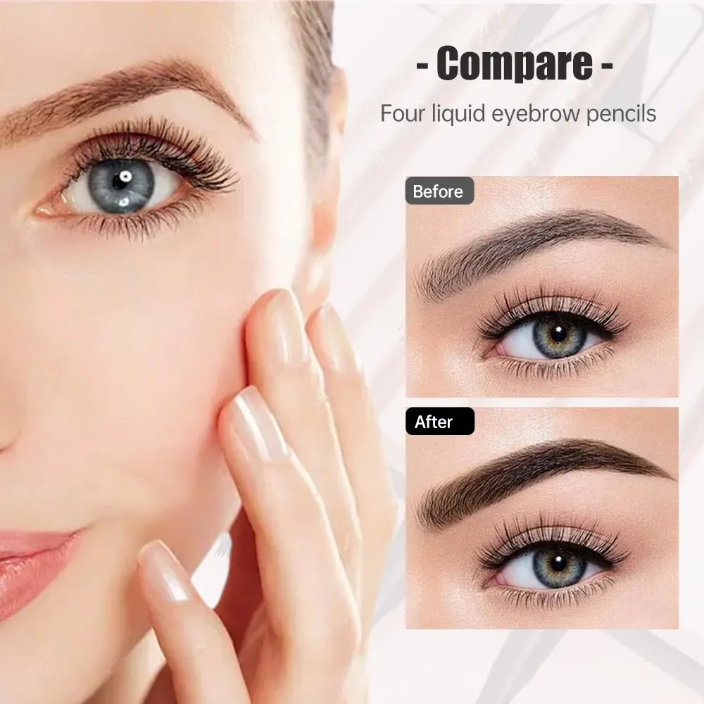 Upgrade Eyebrow Pen, 3D Waterproof Microblading Eyebrow Pencil, 4 Tip Eye Brow Pen, Natural Makeup Long-Lasting Fine Stroke Magic Eyebrow Pencil Stay on All Day (Light Brown)