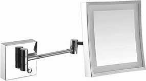 Vanity Mirror,Bathroom Shaving Mirror Wall Mounted,Led Illuminated Makeup Mirror with 3X Magnifying Touch Screen Swivel Extendable Square Vanity Mirror UK Plug