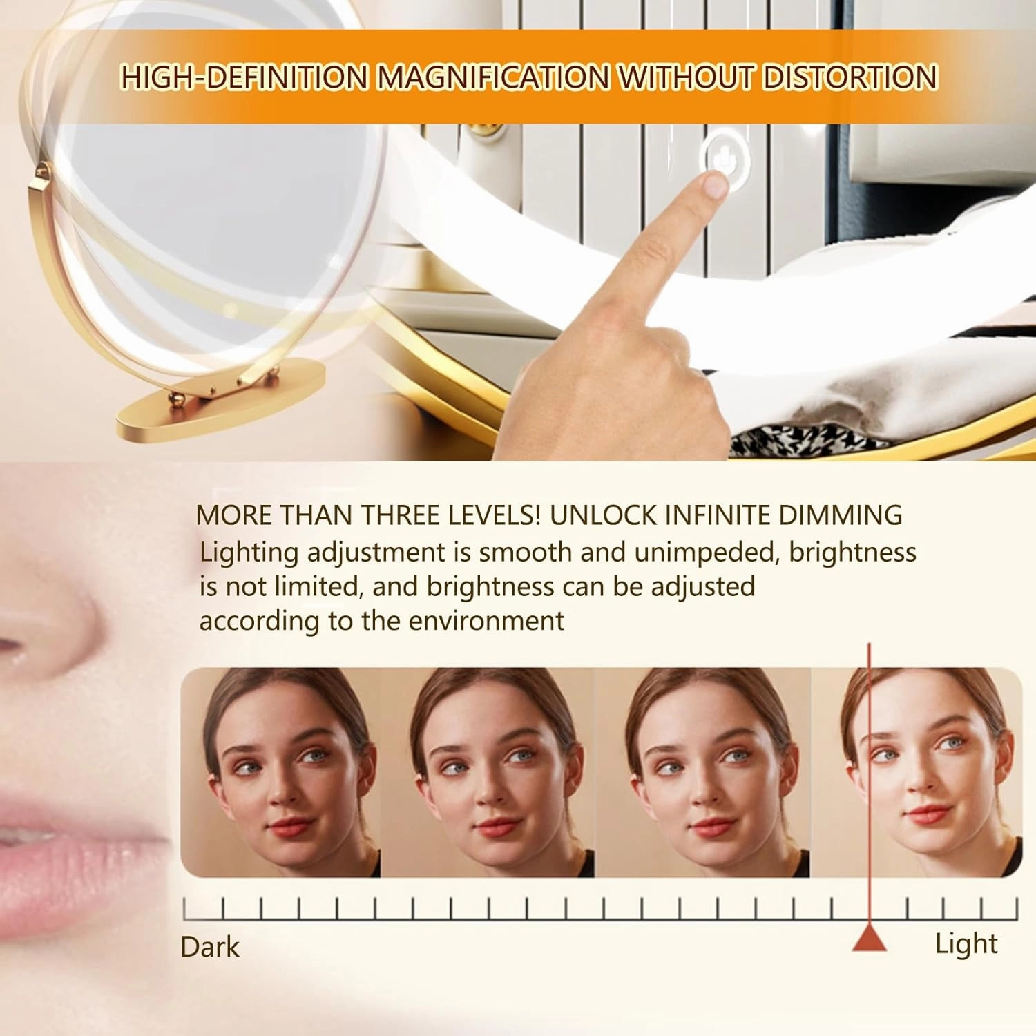 Vanity Mirror with Lights,Makeup Mirror with Lights, Smart Touch Control 3 Colors Dimmable Vanity Mirror, Built-in LED Strip, Intelligent Touch Screen Technology, 3 Lighting Modes Plug-in ,30CM,Black