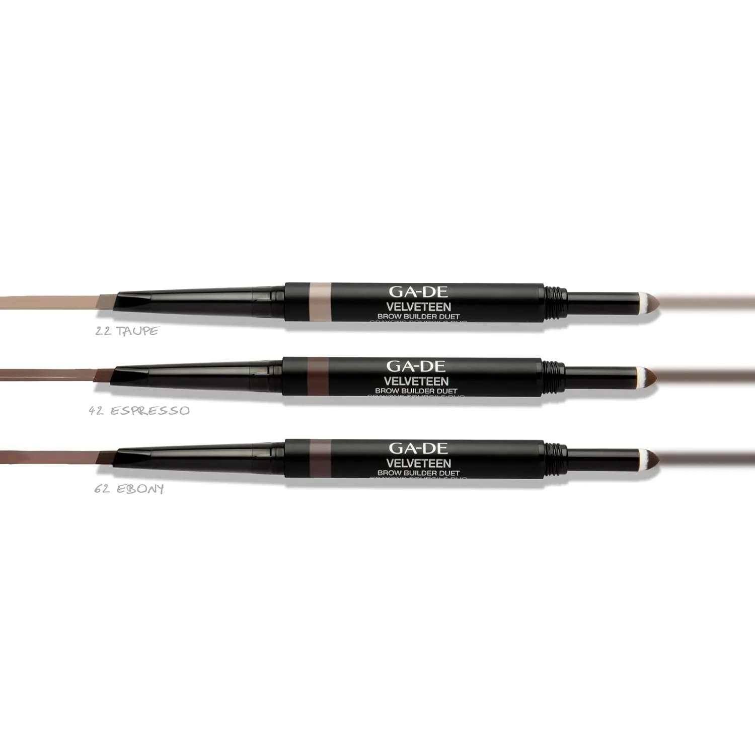 Velveteen Brown Builder Duet, 22 - Long-Wear Eyebrow Pencil Dark Brown - Double-Ended Eyebrow Tint and Eyebrow Filler - Paraben Free - 0.02 oz