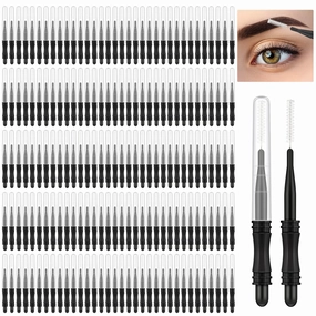 Vesici 200 Pcs Micro Eyebrow Brush with Cap, Multifunctional Brow Lamination Brush Eyelash Comb Lash Eyebrow Spoolie Lash Lift Mascara Tools for Eyelashes Extensions and Eyebrows(Black)