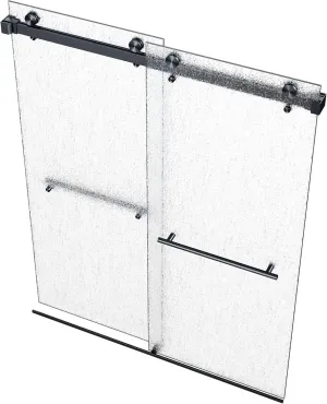VITRA-200X 56.5-59" W x 78" High 3/8" Twinglide Frameless Shower Door with (10mm) Rain Tempered Glass (Matte Black)