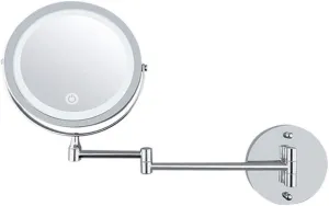 Wall Mount Led Lighted Makeup Mirror 10X Magnifying Cosmetic Mirror 360° Swivel Extendable Two Sided Vanity Mirror for Bathroom,Powered by 3 X AAA Batteries