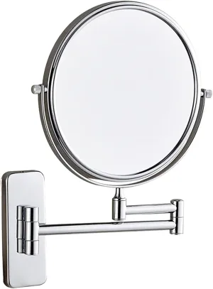 Wall Mounted Makeup Mirror, 8 inch 360° Rotatable Magnifying Shaving Mirror, Extendable Folding Arm Bathroom Vanity Mirrors (Cromo 3X)