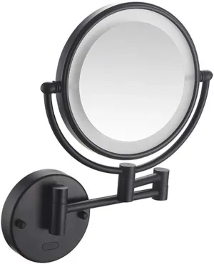 Wall Mounted Makeup Mirror, Two-Sided Swivel Wall Mount Mirror Two-Sided Extendable, 360 Degree Swivel, Extendable Arm(Matte Black,5X)