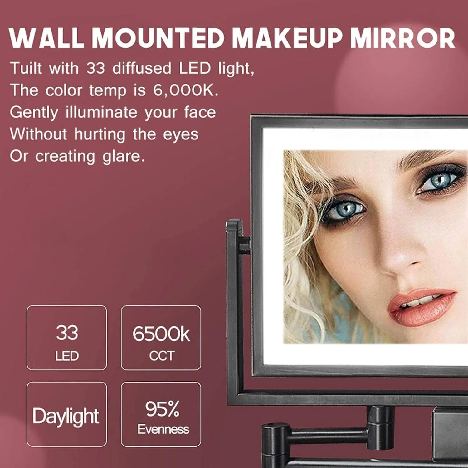 Wall Mounted Makeup Mirror with 1X/3X Magnification,8 Inch Rechargeable Magnifying Lighted Vanity Mirrors with LED Lights,Double Sided Dimmable 360° Chrome Shaving Mirror for Bathroom
