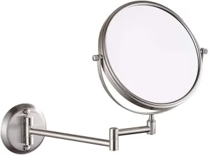 Wall-Mounted Makeup Mirror,8 inch Brass Magnifying Round Double Sided Shaving Mirror,Bathroom Folding 360° Swivel Cosmetic Vanity Mirror,Nickel,10X /Black/7X (Color : Nickel, Size : 3X)