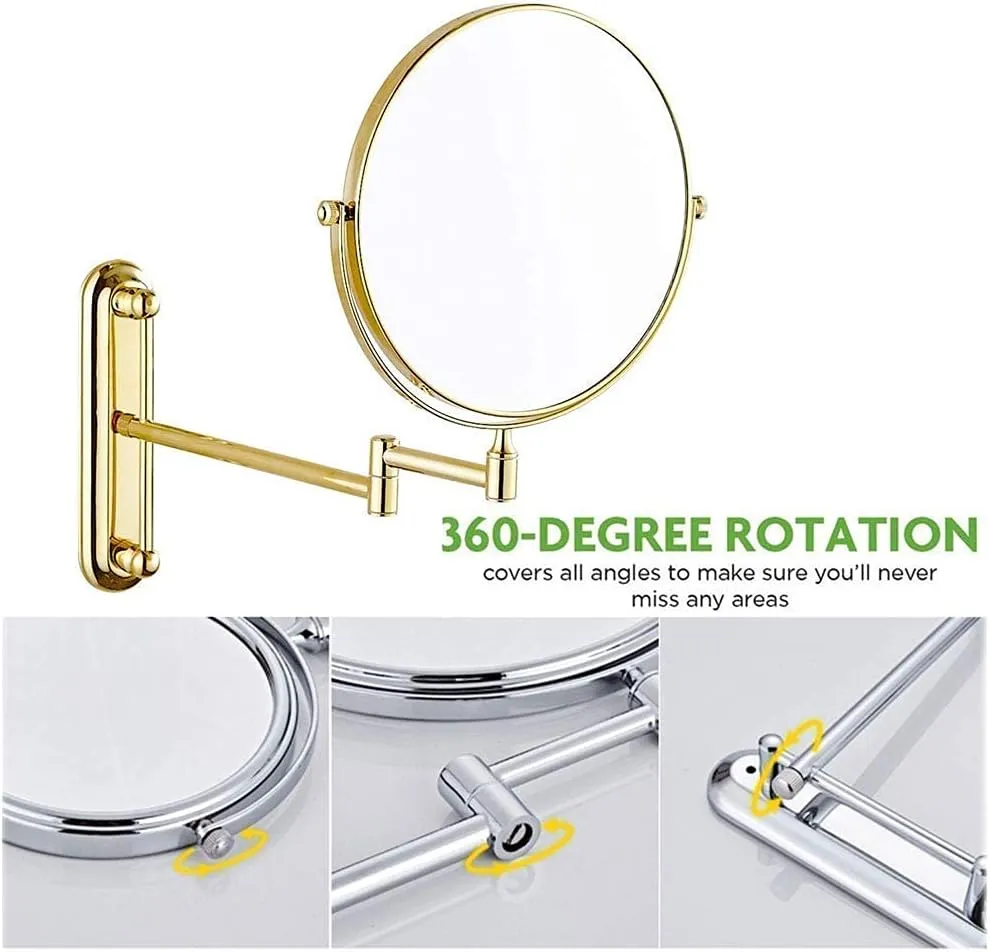 Wall Mounted Makeup Mirror,Magnifying Wall Bathroom Mirror,360 Degree Swivel Rotation with Distortion Free View(8in,3X)