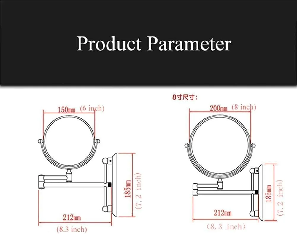 Wall Mounted Makeup Mirror,Magnifying Wall Bathroom Mirror,360 Degree Swivel Rotation with Distortion Free View(8in,3X)