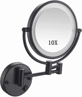 Wall Mount Makeup Mirror, 10x Magnification Cosmetic Mirror with Lights Led, Double Sided Mirror Bathroom Mirror 360 Rotation