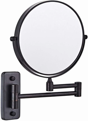 Wall Mount Makeup Mirror Black, Makeup Mirror 7X Magnifying, Magnification Cosmetic Vanity Mirror Adjustable Height Double-Sided Mirrors for Bathroom Vanity Round Shape 8-Inch//484