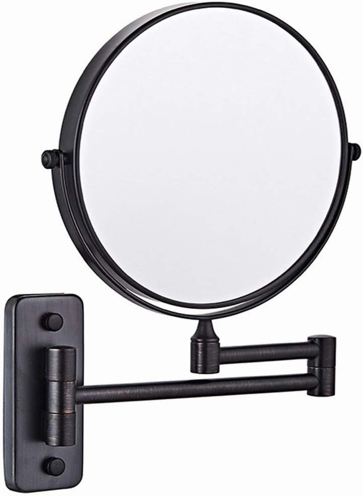 Wall Mount Makeup Mirror Black, Makeup Mirror 7X Magnifying, Magnification Cosmetic Vanity Mirror Adjustable Height Double-Sided Mirrors for Bathroom Vanity Round Shape 8-Inch//484