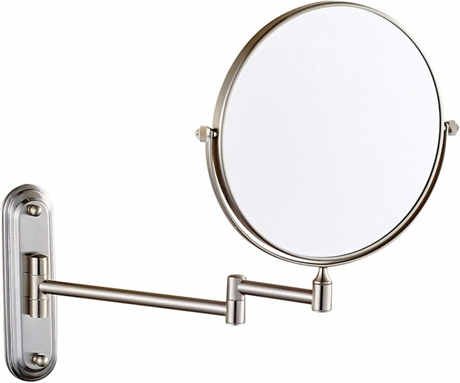 Wall Mounted 1X＆3X/5X/7X/10X Magnifying Makeup Mirror 8 Inch Double Sided Brass Extendable Arm Rotatable Shaving Vanity Mirrors for Bathroom Nickel 3X (Color : Bras(Nickel,3X)