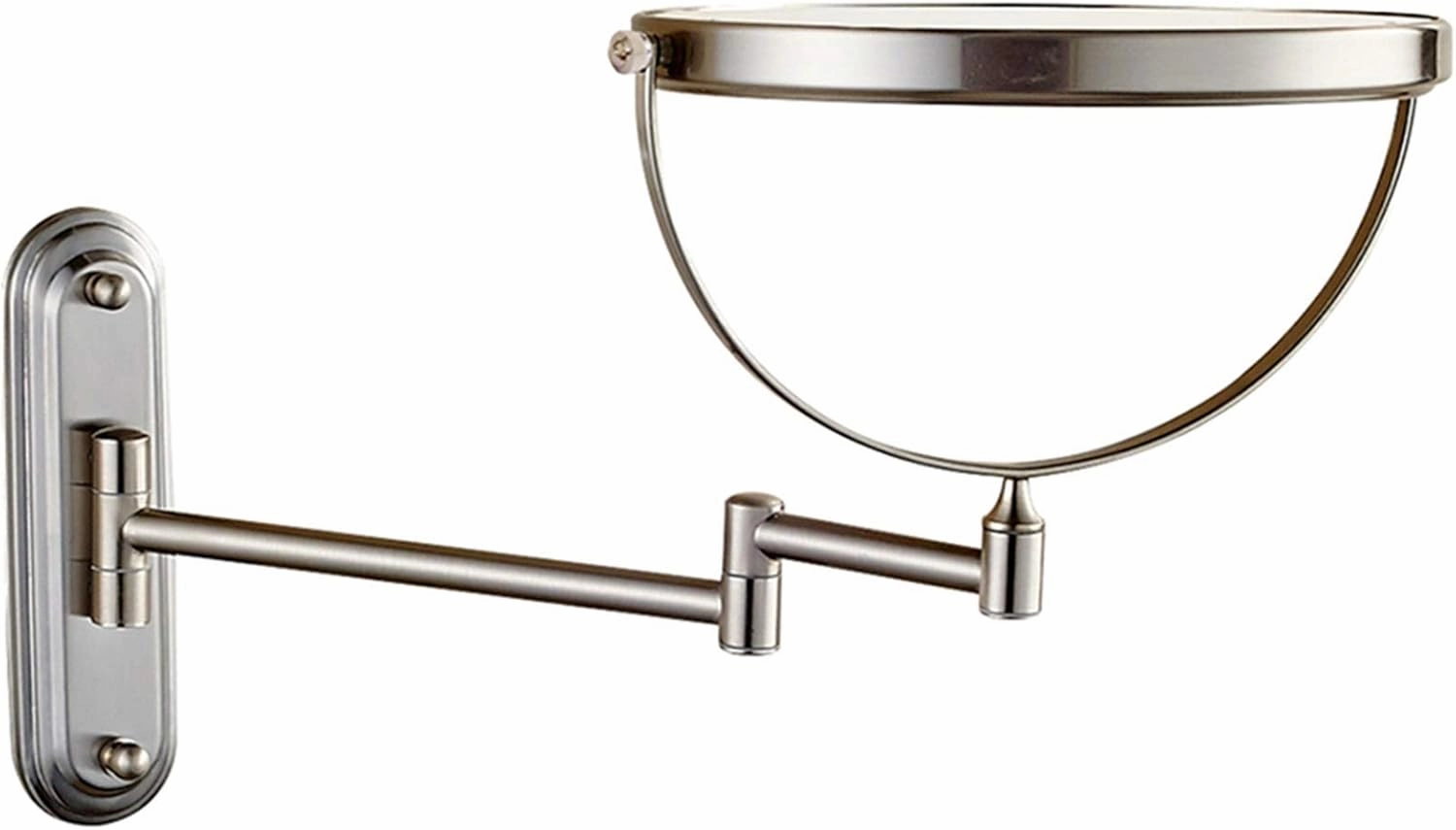 Wall Mounted 1X＆3X/5X/7X/10X Magnifying Makeup Mirror 8 Inch Double Sided Brass Extendable Arm Rotatable Shaving Vanity Mirrors for Bathroom Nickel 3X (Color : Bras(Nickel,3X)