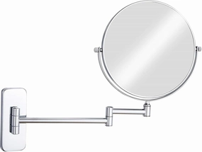 Wall Mounted Makeup Mirror, 1X＆3X/5X/7X/10X Magnification Vanity Mirrors, Bathroom 8 Inch Double Sided Folding Swivel Shaving Mirrors,Gold,7X (Color : Chrome, Size : 7X)