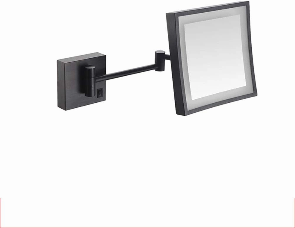 Wall Mounted Makeup Mirror 360 Degree Swivel Rotation with Distortion Free View Flexible Gooseneck and Locking Suction (Color : Matte Black)