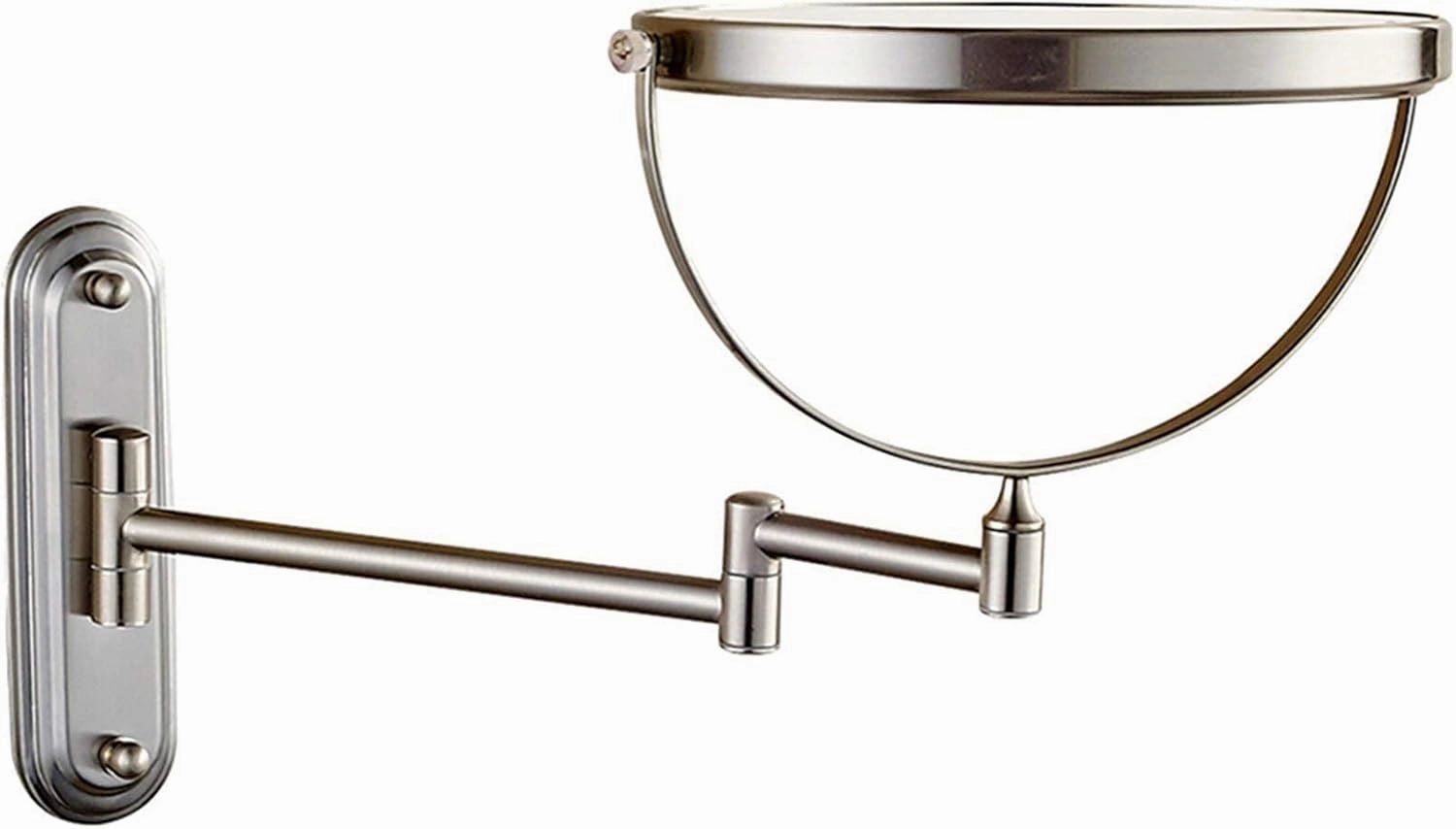 Wall-Mounted Makeup Mirror, 8 Inch Brass Magnifying Double Sided Shaving Mirror, Bathroom Extendable 360° Swivel Cosmetic Vanity Mirror(Nickel,10X)