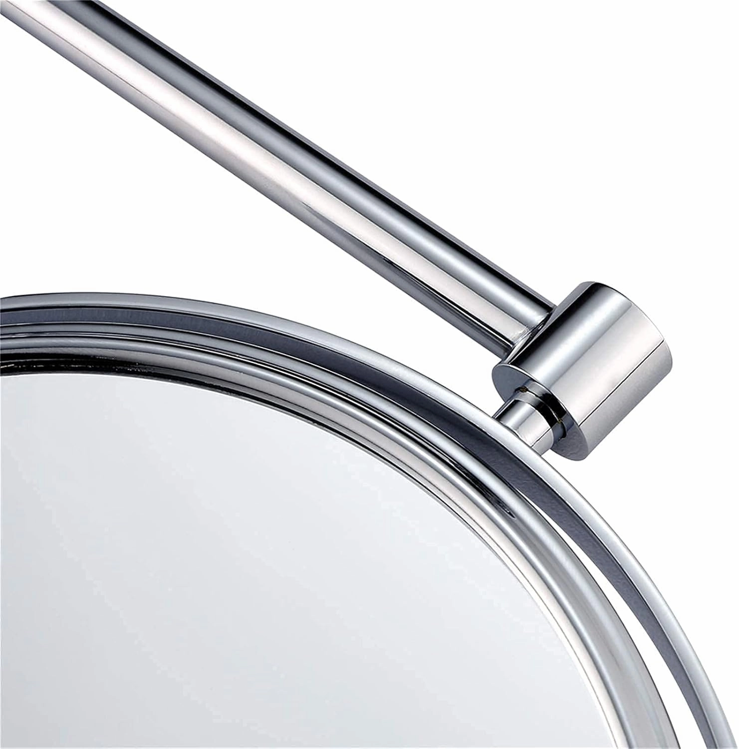 Wall-Mounted Makeup Mirror, 8 Inch Brass Magnifying Round Double Sided Shaving Mirror, Bathroom Extendable 360° Swivel Cosmetic Vanity Mirror(Chrome,10X)
