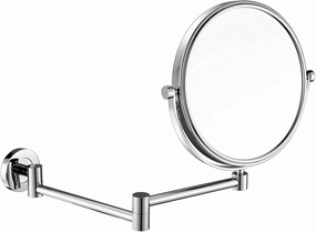 Wall-Mounted Makeup Mirror, 8 Inch Brass Magnifying Round Double Sided Shaving Mirror, Bathroom Extendable 360° Swivel Cosmetic Vanity Mirror(Chrome,10X)