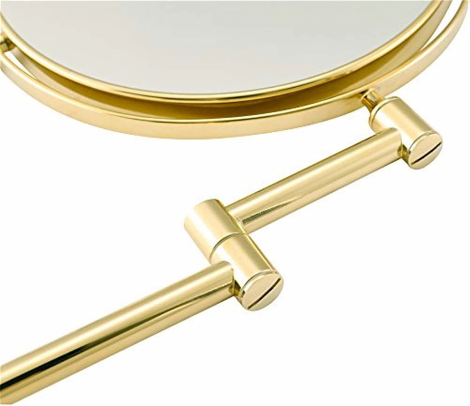 Wall-Mounted Makeup Mirror,8 inch Brass Magnifying Round Double Sided Shaving Mirror,Bathroom Folding 360°Swivel Cosmetic Vanity Mirror,Pink Gold,3X/Brass/5X