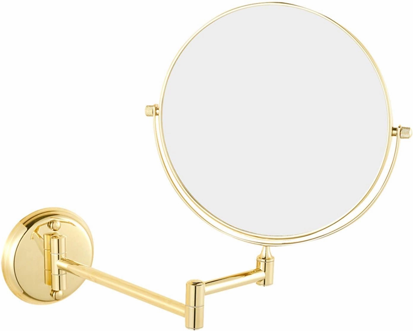 Wall-Mounted Makeup Mirror,8 inch Brass Magnifying Round Double Sided Shaving Mirror,Bathroom Folding 360°Swivel Cosmetic Vanity Mirror,Pink Gold,3X/Brass/5X