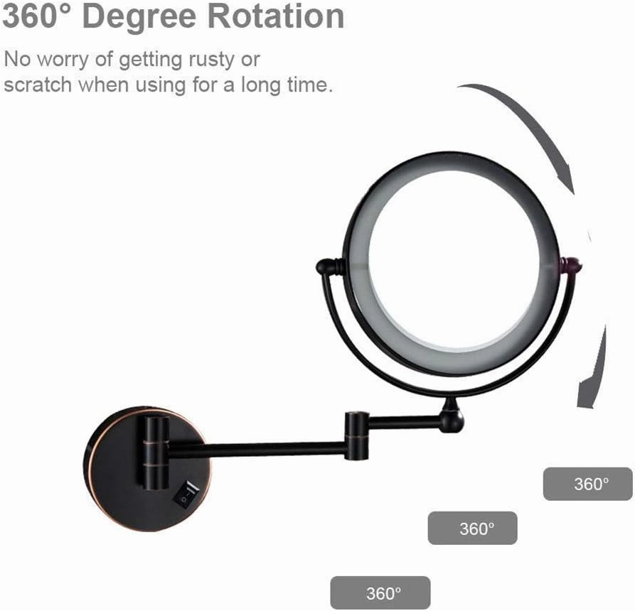 Wall Mounted Makeup Mirror for Bathroom, Two-Sided Extendable, 360 Degree Swivel, Plug Operated (Size : 7X)