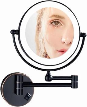 Wall Mounted Makeup Mirror for Bathroom, Two-Sided Extendable, 360 Degree Swivel, Plug Operated (Size : 7X)