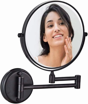 Wall Mounted Makeup Mirror with 3/5/7/10X Magnification, Two-Sided Swivel Wall Mount Mirror, Two-Sided Extendable, 360 Degree Swivel, No Light, for Girls