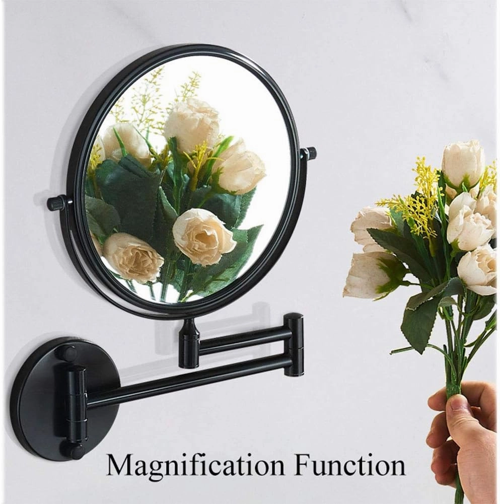 Wall Mounted Makeup Mirror with 3/5/7/10X Magnification, Two-Sided Swivel Wall Mount Mirror, Two-Sided Extendable, 360 Degree Swivel, No Light, for Girls